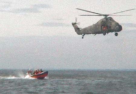Kinnego and Ardboe lifeboats joint exercise with Coastguard and RAF