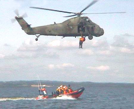 Kinnego and Ardboe lifeboats joint exercise with Coastguard and RAF
